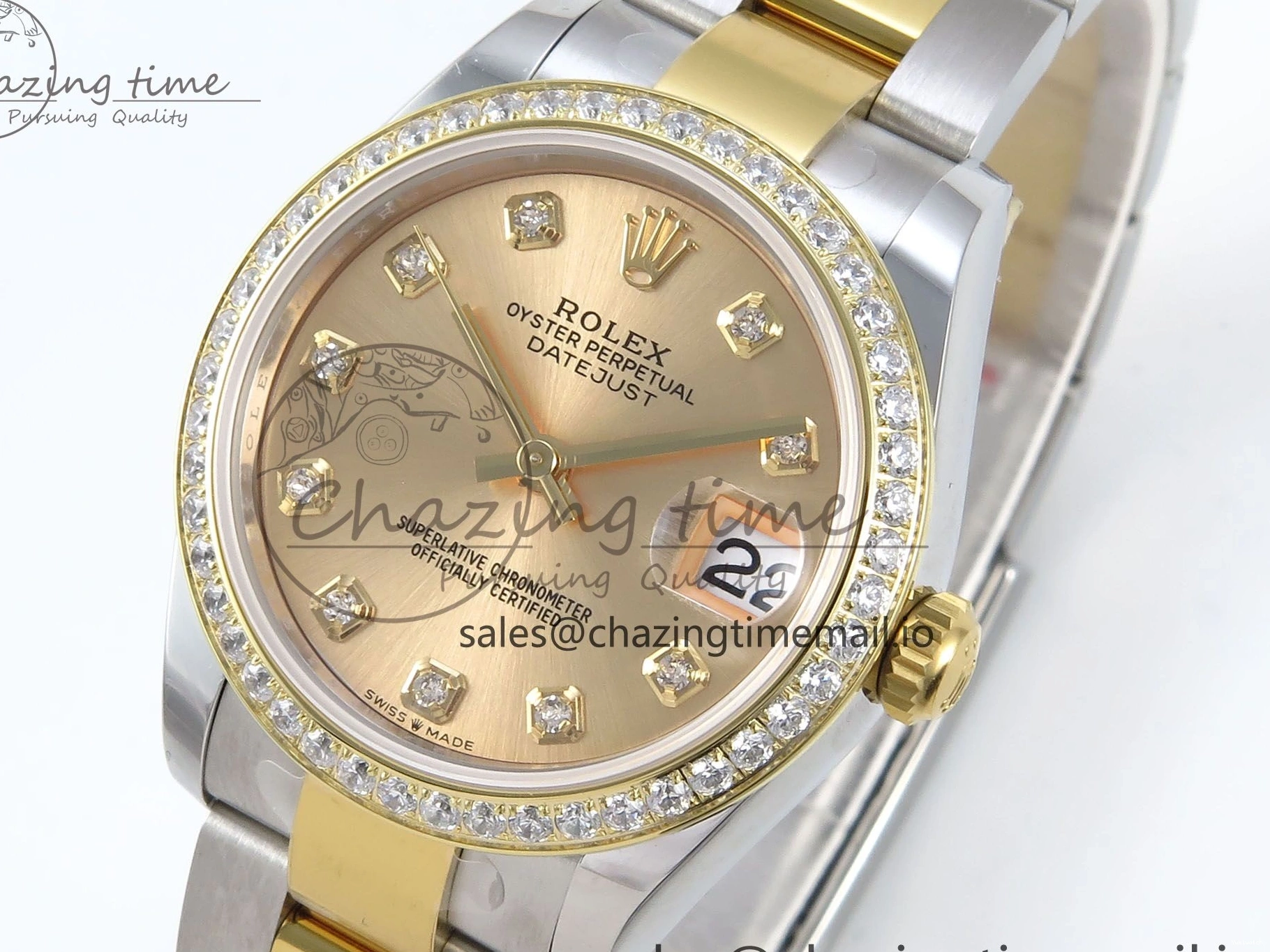 Diamonds Bezel ETA Oyster Best DateJust YG Edition Diamonds 904L 31 1:1 SS on Dial ARF 278383RBR Steel 2688 Bracelet YG 0518